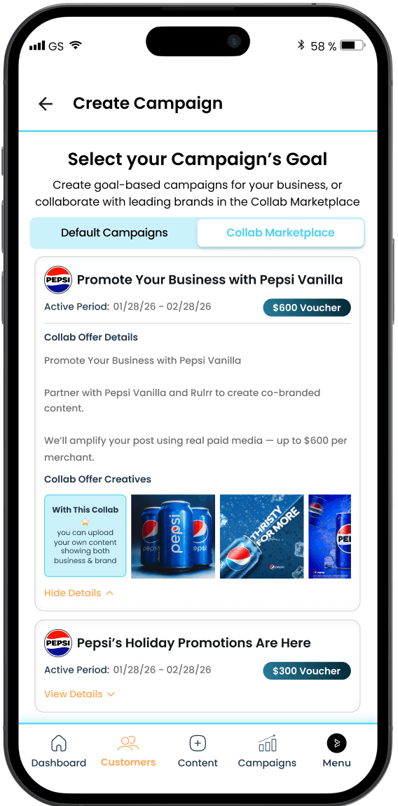 Rulrr brand account — campaign setup