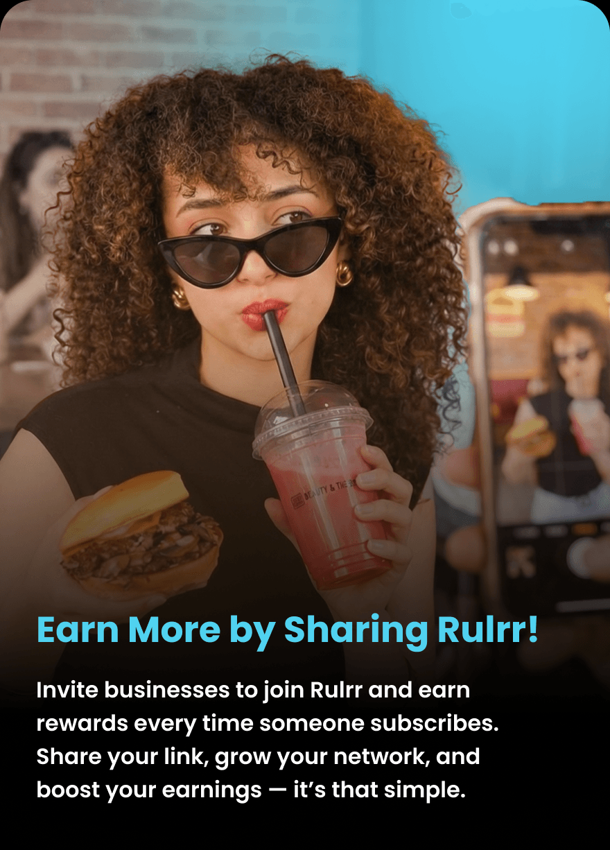 Earn more by sharing Rulrr - invite businesses to join and earn rewards